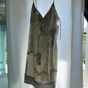 NWT Scala Sequin Mini White Cocktail Dress size 8